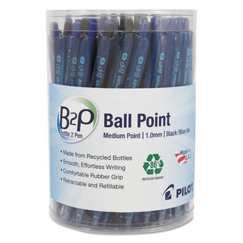 B2p Bottle-2-pen Retractable Ballpoint Pen, 1mm, Assorted Ink/barrel, 36/pack