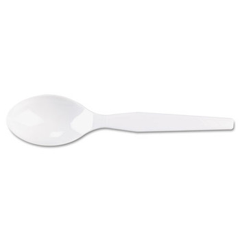 Plastic Cutlery, Heavy Mediumweight Teaspoons, White, 100/box