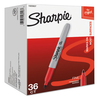 Fine Tip Permanent Marker, Red, 36/pack