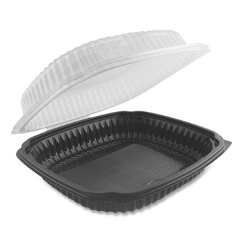 Culinary Lites Microwavable Container, 39 Oz, 9 X 9 X 3.01, Clear/black, 100/carton