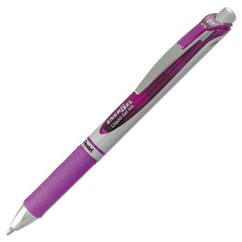 Energel Rtx Retractable Gel Pen, Medium 0.7mm, Violet Ink, Violet/gray Barrel