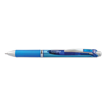 Energel Rtx Retractable Gel Pen, Medium 0.7mm, Blue Ink, Blue/gray Barrel