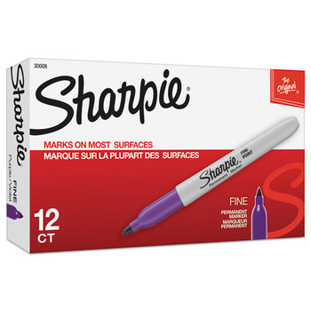 Fine Tip Permanent Marker, Purple, Dozen