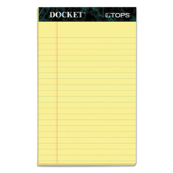 Docket Ruled Perforated Pads, Narrow Rule, 5 X 8, Canary, 50 Sheets, 12/pack