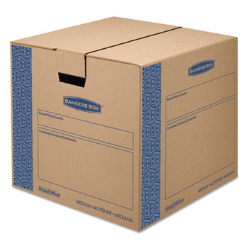 Smoothmove Prime Moving & Storage Boxes, Medium, Regular Slotted Container (rsc), 18" X 18" X 16", Brown Kraft/blue, 8/carton