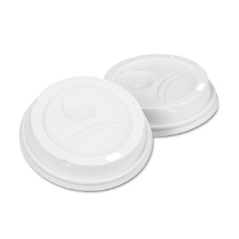 Dome Drink-thru Lids,10-16 Oz Perfectouch;12-20 Oz Wisesize Cup, White, 50/pack