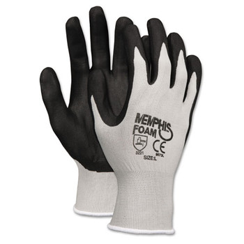 Economy Foam Nitrile Gloves, Medium, Gray/black, 12 Pairs