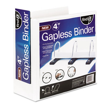 Gapless Loop Ring View Binder, 3 Rings, 4" Capacity, 11 X 8.5, White