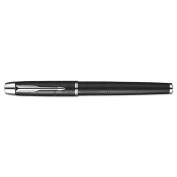 Im Premium Stick Roller Ball Pen Gift Box, 0.7mm, Black Ink, Black/chrome Barrel