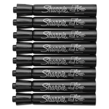 Flip Chartmarker, Broad Bullet Tip, Black, 8/pack