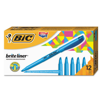 Brite Liner Highlighter, Chisel Tip, Fluorescent Blue, Dozen