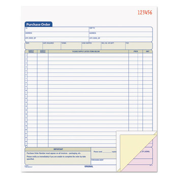 Purchase Order Book, 8 3/8 X 10 3/16, Three-part Carbonless, 50 Sets/book