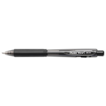 Wow! Retractable Ballpoint Pen, Medium 1 Mm, Black Ink/barrel, Dozen