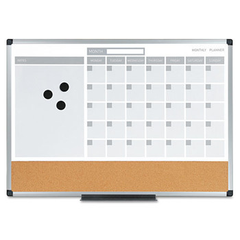 3-in-1 Calendar Planner Dry Erase Board, 24 X 18, Aluminum Frame