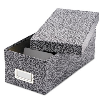 Reinforced Board Card File, Lift-off Cover, Holds 1,200 3 X 5 Cards, Black/white