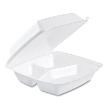 Foam Container, Hinged Lid, 3-comp, 8 3/8 X 7 7/8 X 3 1/4, 200/carton