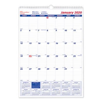 One Month Per Page Twin Wirebound Wall Calendar, 12 X 17, 2021