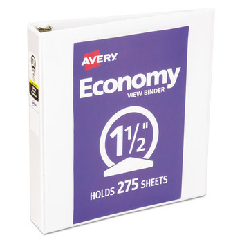 Economy View Binder With Round Rings , 3 Rings, 1.5" Capacity, 11 X 8.5, White - DAVE05726