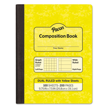 Composition Book, Wide/legal Rule, Yellow Cover, 9.75 X 7.5, 100 Sheets