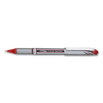 Energel Nv Stick Gel Pen, 0.7 Mm Metal Tip, Red Ink/barrel, Dozen