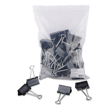 Binder Clips In Zip-seal Bag, Large, Black/silver, 36/pack