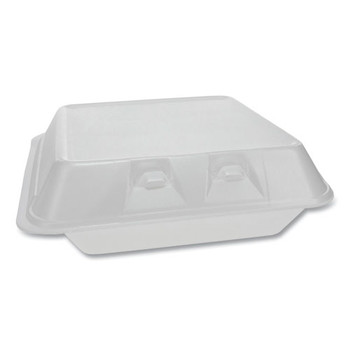 Smartlock Foam Hinged Containers, Large, 9 X 9.25 X 3.25, 3-compartment, White, 150/carton