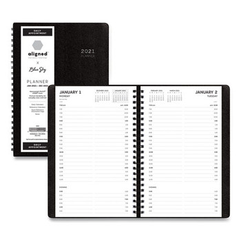 Aligned Daily Appointment Planner, 8 X 5, Black, 2021