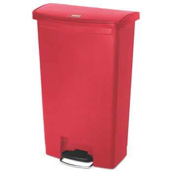 Slim Jim Resin Step-on Container, Front Step Style, 18 Gal, Red