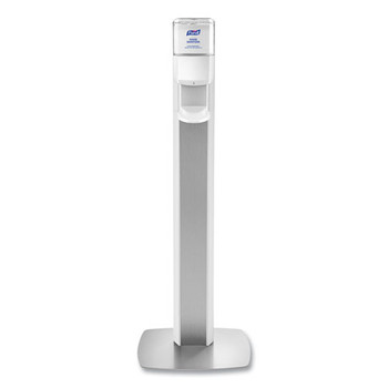 Messenger Es8 Silver Panel Floor Stand With Dispenser, 1,200 Ml, 16.75 X 6 X 40, Silver/white