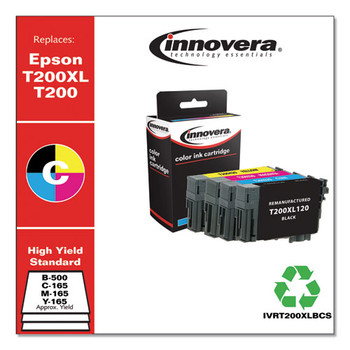 Remanufactured Black/cyan/magenta/yellow Ink, Replacement For Epson T200xl/t200 (t200xl-bcs), B-500; C/m/y- 165 Page-yield