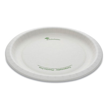 Earthchoice Pressware Compostable Dinnerware, Plate, 10" Diameter, White, 300/carton