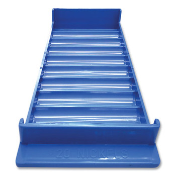 Stackable Plastic Coin Tray, Nickels, 10 Compartments, Blue, 2/pack