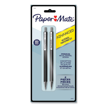 Advanced Mechanical Pencils, Hb (#2), 0.5 Mm, Black Lead, Black; Gray Barrel,  2/pack