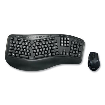 Wkb1500gb Wireless Ergonomic Keyboard And Mouse, 2.4 Ghz Frequency/30 Ft Wireless Range, Black