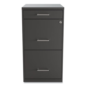 Soho Vertical File Cabinet, 3 Drawers: Pencil/file/file, Letter, Charcoal, 14" X 18" X 26.9"