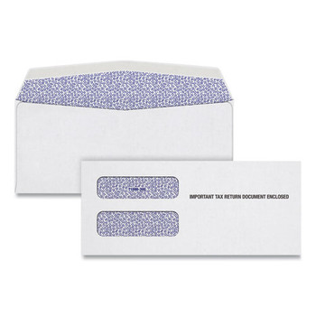 1099 Double Window Envelope, Commercial Flap, Gummed Closure, Contemporary Seam, 3.75 X 8.75, White, 24/pack