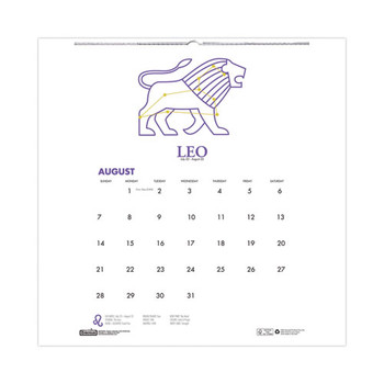 Recycled Academic Zodiac Wall Calendar, 14 X 11, Multicolor Sheets,12-month (aug To July): 2023