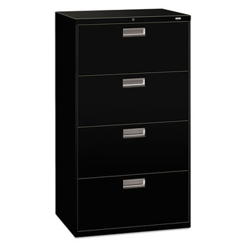 Brigade 600 Series Lateral File, 4 Legal/letter-size File Drawers, Black, 30" X 18" X 52.5"