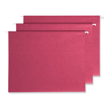 Colored Hanging File Folders With Protab Kit, Letter Size, 1/3-cut, Red