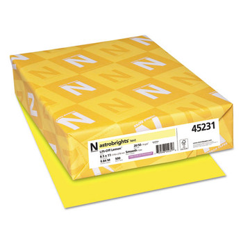 20lb Color Paper, 20 Lb Bond Weight, 8.5 X 11, Lift-off Lemon, 500/ream