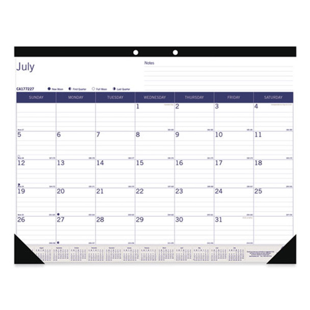 Academic Desk Pad Calendar, 22 X 17, White/blue/gray, 2020-2021