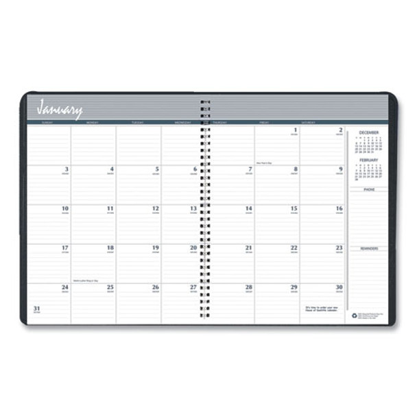 Recycled Ruled Monthly Planner With Expense Log, 8.75 X 6.88, Black, 2020-2022