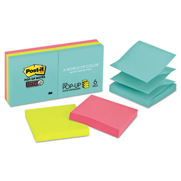 Pop-up 3 X 3 Note Refill, Miami, 90/pad, 6 Pads/pack