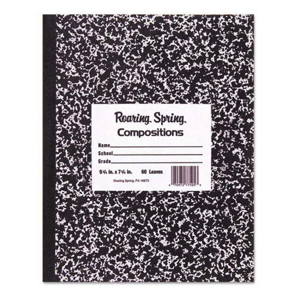 Marble Cover Composition Book, Wide/legal Rule, Black Cover, 8.5 X 7, 48 Sheets