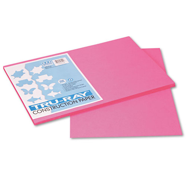 Tru-ray Construction Paper, 76lb, 12 X 18, Shocking Pink, 50/pack