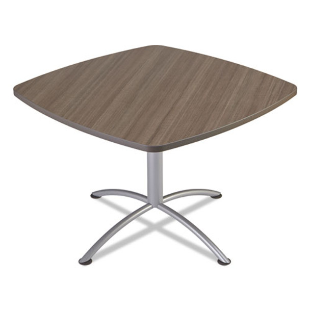 Iland Table, Contour, Square Seated Style, 42" X 42" X 29", Natural Teak/silver