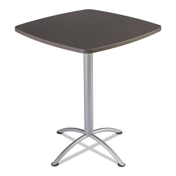 Iland Table, Contour, Square Bistro Style, 36" X 36" X 42", Gray Walnut/silver