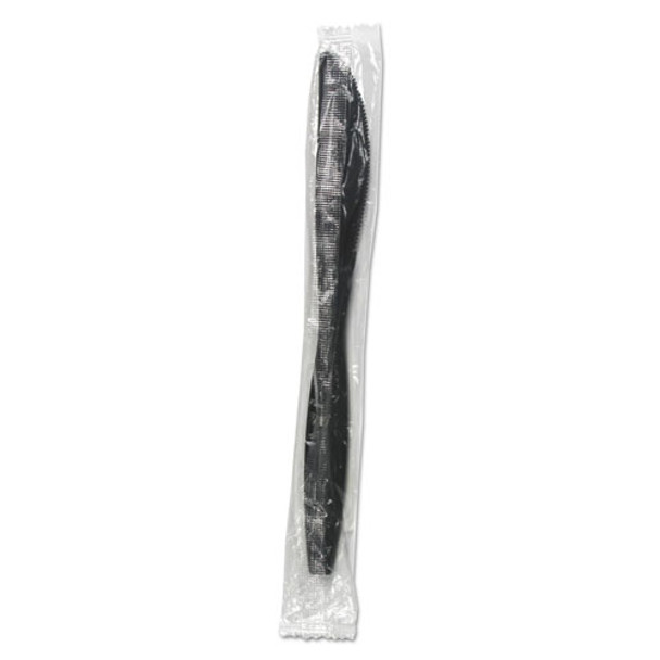 Heavyweight Wrapolypropyleneed Polypropylene Cutlery, Knife, Black, 1000/carton