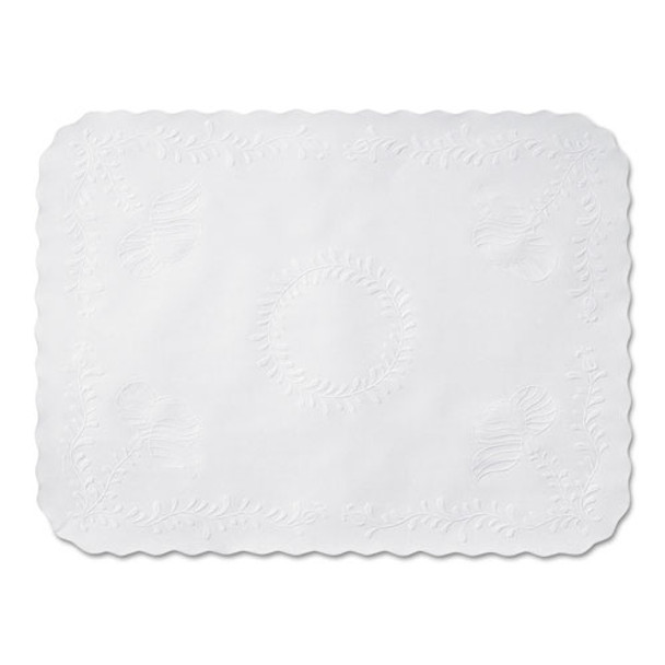 Anniversary Embossed Scalloped Edge Tray Mat, 14 X 19, White, 1,000/carton