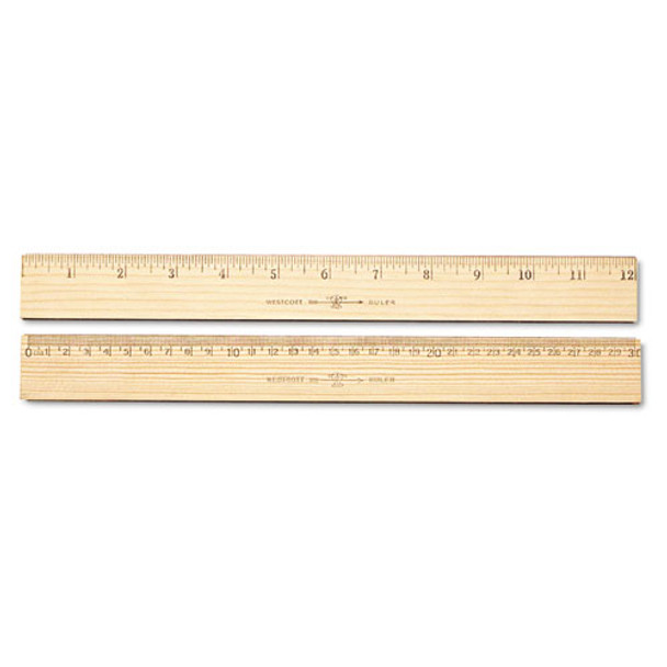 Wood Ruler, Metric And 1/16" Scale With Single Metal Edge, 30 Cm